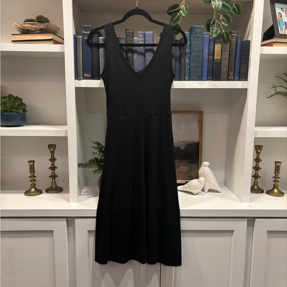 A New Day Black Sheath Midi Dress V-Neck Sleeveless